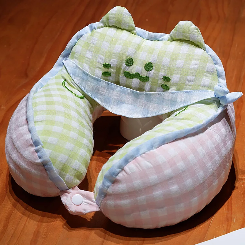 Cute Cat U Neck Pillow Cartoon Nap Office U Shaped Neck Pillows Car Airplane Portable Travel U Pillow Head Rest Cushion