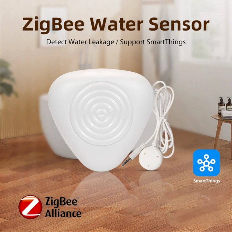 Tuya zigbee sensor de nível de água inteligente detector de alarme de vazamento de água proteção de segurança de transbordamento smartthings tuya ewelink