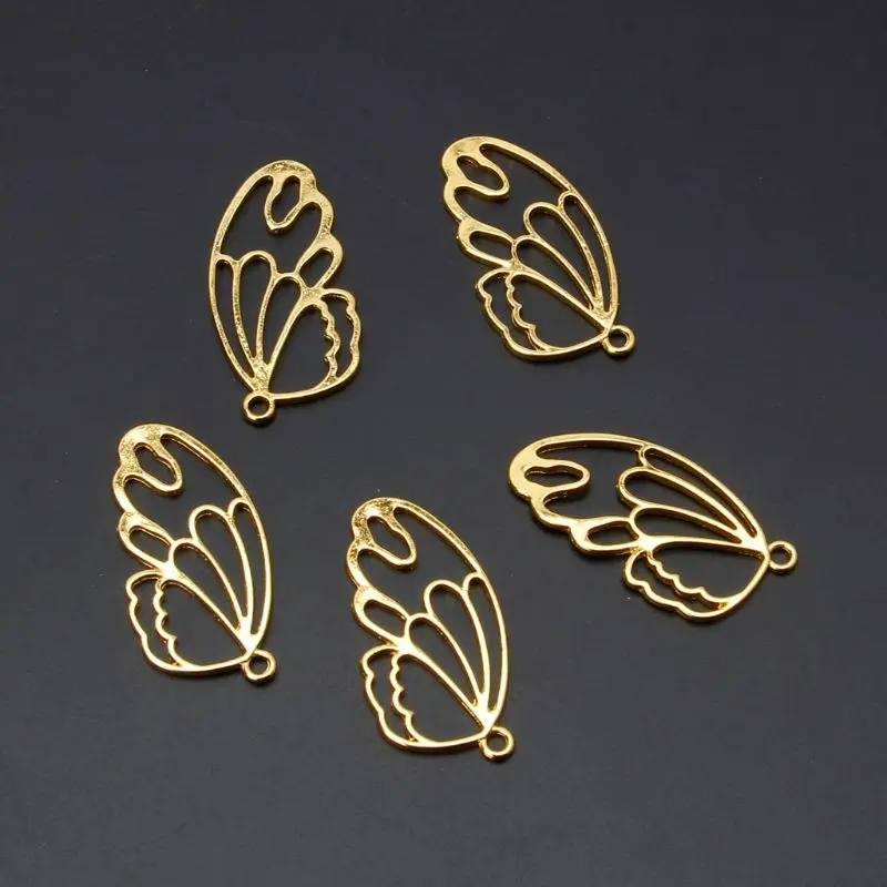 5x/Set Wings Resin Frame Open Bezel Setting Blank Pendant Jewelry Making DIY for Press Flower Art Craft Necklace