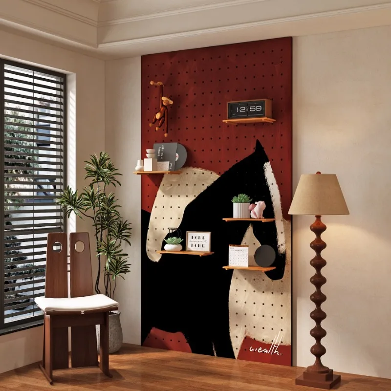 Cave plate shelf custom wall modeling wall entrance entrance solid wood decoration horse to Gongcheng display
