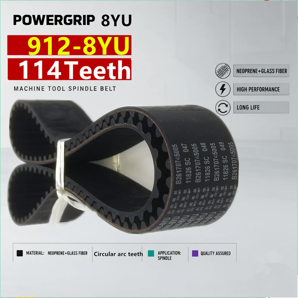 PowerGrip 912-8YU 114 Teeth 8YU Arc Tooth Timing Belt  for Woodworking Machinery CNC Machine Tools Robots Spindle Drive Belt
