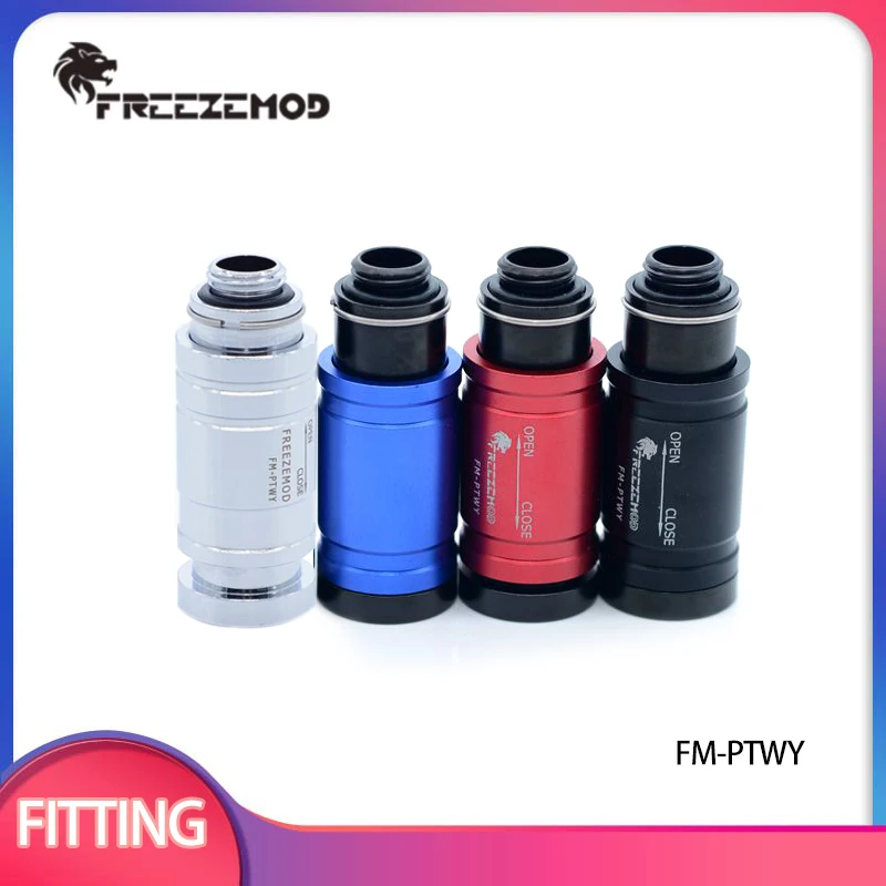 FREEZEMOD Internal and External Tooth Flat Push Stop Valve Copper Water Tank Install Adjustable Water Flow Black/silver /FM-PTWY