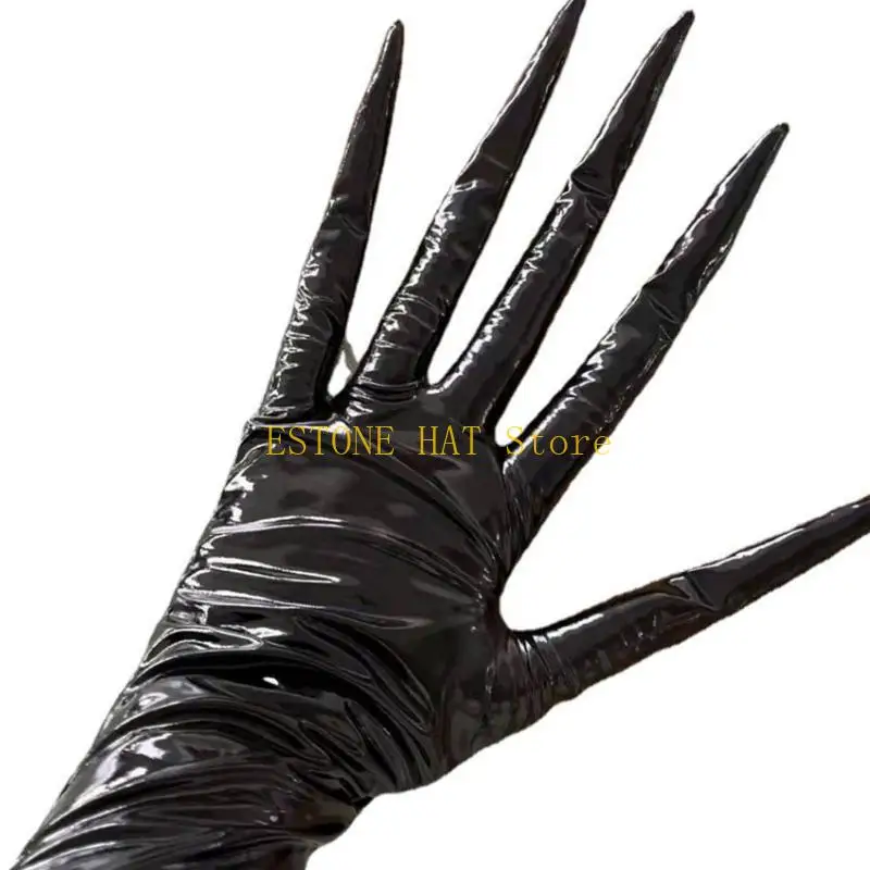 

49MF модные женские длинные эмалированные кожаные перчатки глянцевые перчатки ведьмы перчатки для ролевых игр особый случай