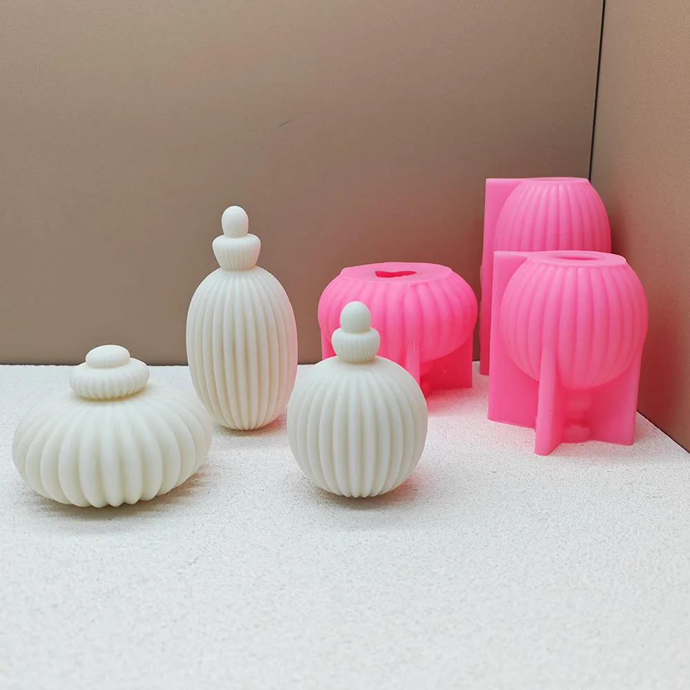 DIY Vase shaped Candle Silicone Mold Geometric Stripe Roman Cylinder Candle Mould Stripe Christmas Tree Cylinder Gypsum Molds