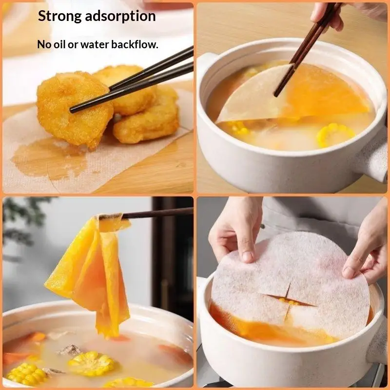 30/50/100Sheets Oil-Absorbing Papers For Food Soup/Stew Kitchen Oil Absorbing Paper Disposable Kitchen Oil Filter Film