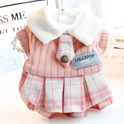 Dogs and Cats Winter Dress Tutu Plaid Design Female Pet Puppy Warm Coat Outfit