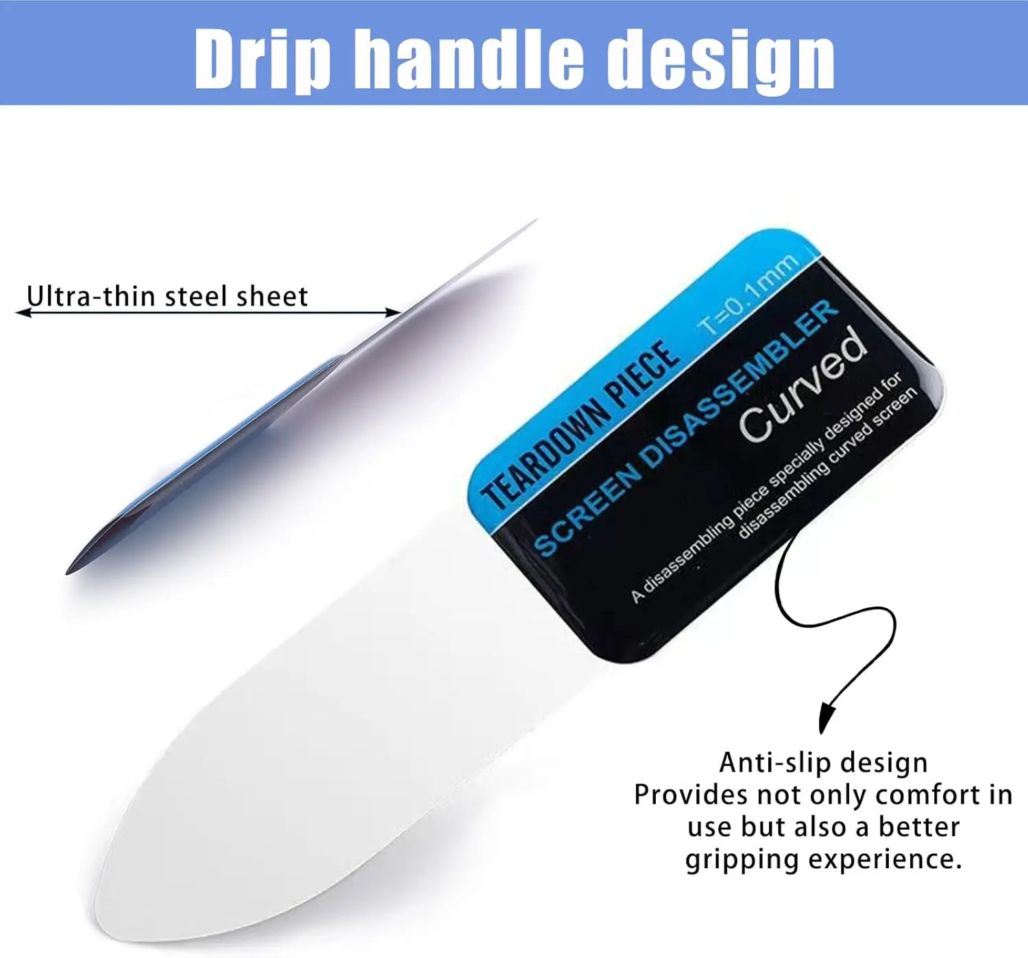 1pc Steel Metal Mobile Phone Curved LCD Screen Spudger Opening Pry Card Tools Ultra Thin Flexible Mobile Phone Disassemble Tool image 3