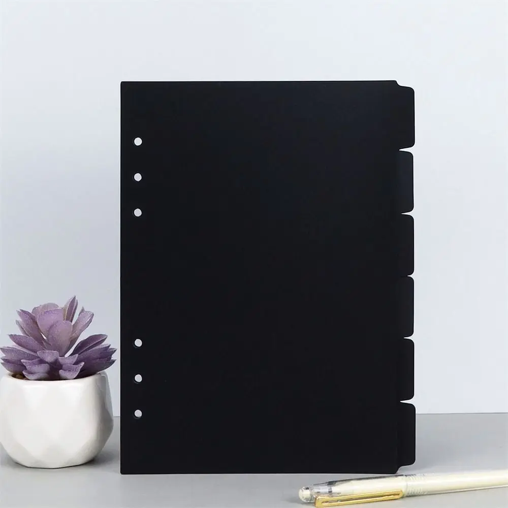 Divisor de índice negro A5, A6, A7, lindo, 6 agujeros para Carpeta, planificador, papelería, cuaderno, accesorios divisores de papel