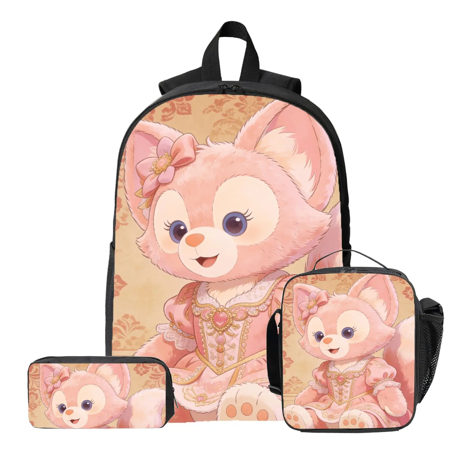 

3pc LinaBell theme Backpack, Pencil Case, Lunch Bag, High-Quality Cute Casual Shoulder Bag for Everyday Use