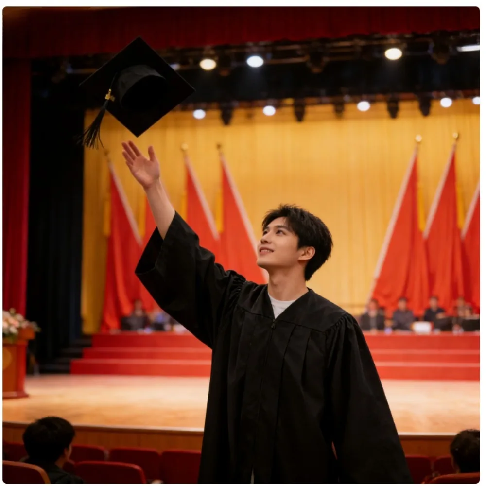 

Комплект для выпускников 2026: мантия и шапочка для выпускников средней школы и колледжа, академическая мантия с кисточкой для церемонии окончания учебы