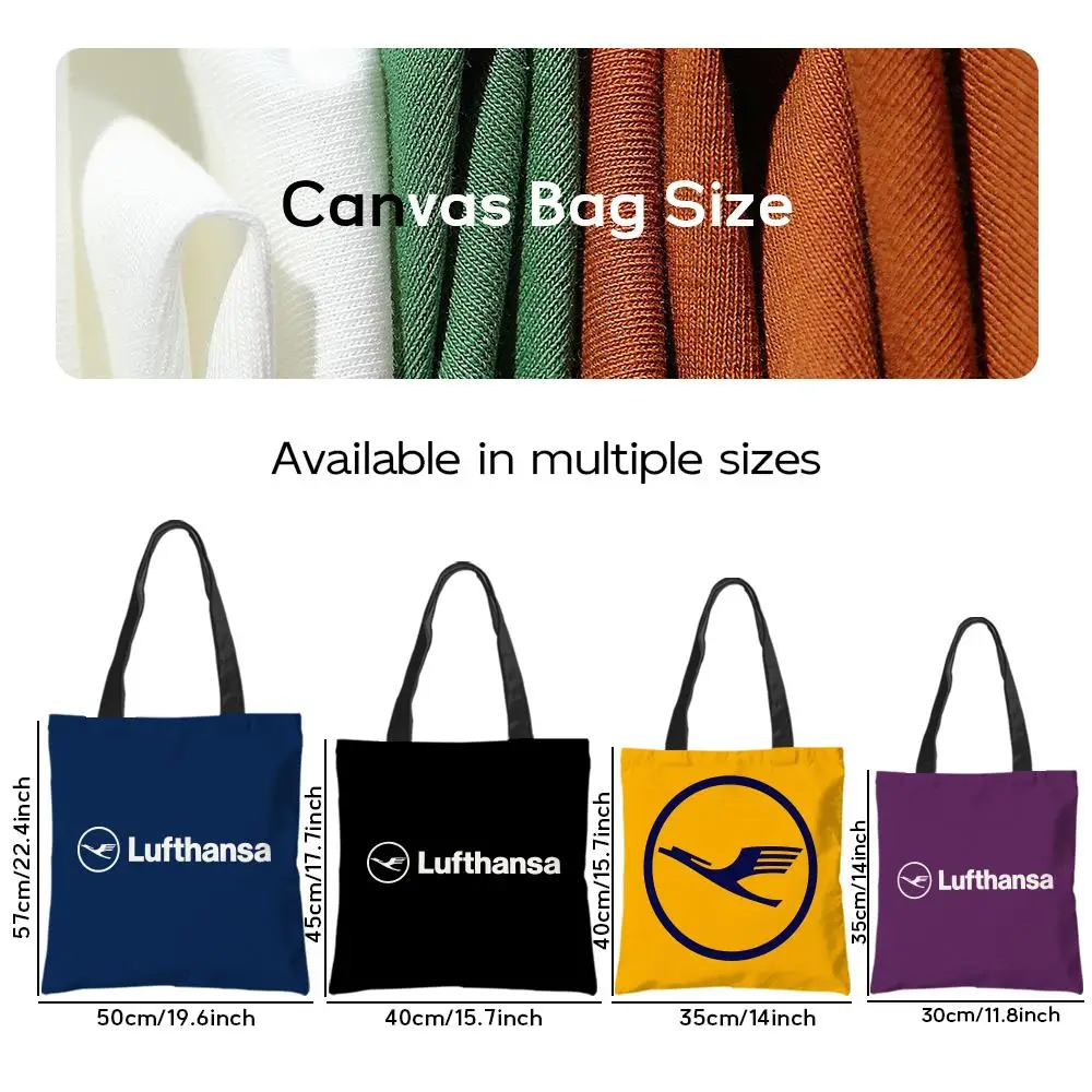Storage Bags Casual Portable Shoulder Bag Lightweight Shopping Bag Reusable Linen Bag Flight Commemoration L-Lufthansa Airlines