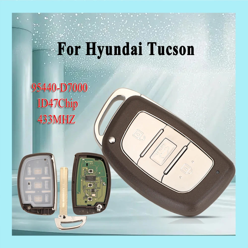 กุญแจรีโมทรถยนต์อัจฉริยะ Jingyuqin 3 ปุ่ม 433 MHz 95440-D7000 ชิป ID47 สำหรับรถยนต์ฮุนได ทูซอน ปี 2019