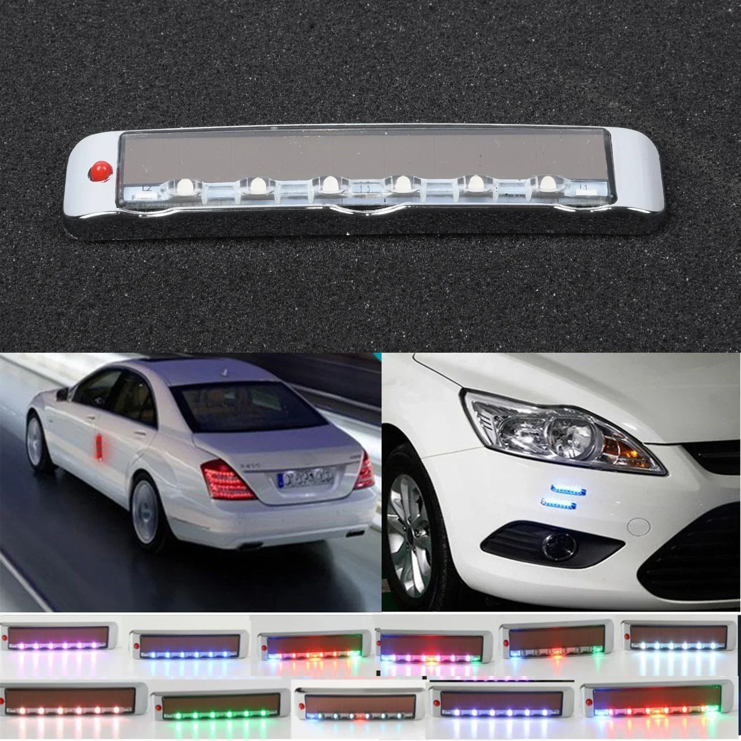 Parts LED Strobe Blinker Useful Accessories Car Power Signal Solar Turn Wireless 7 Colors Colorful Flash Light