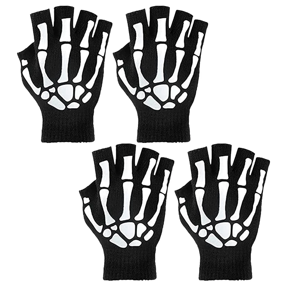 

Luminous Pcs Halloween Skull H Mens Women Winter Warm Half Finger Cycling Winter Warm Gloves Gloves Adult
