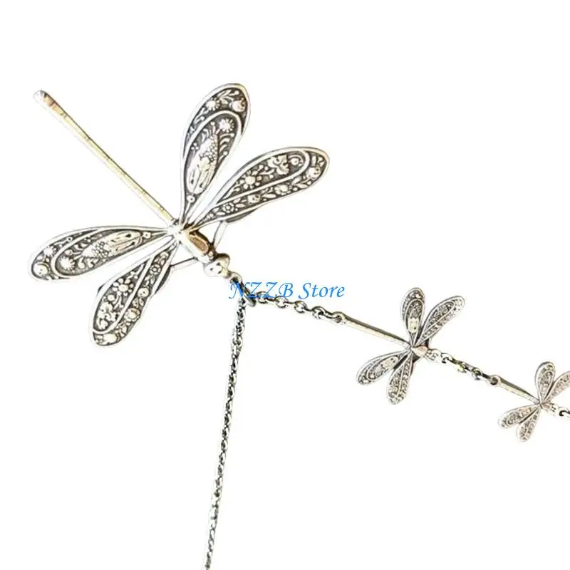 

T21F Dragonflies Charm Necklaces Neck Jewelry Alloy Texture for Expressing Love