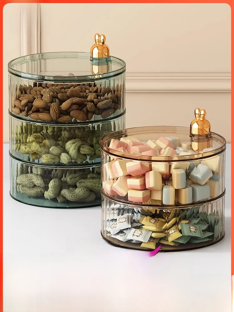 Bandeja Giratoria de Lujo para Aperitivos, Caja de Almacenamiento de Dulces para Sala de Estar, Plato para Exhibición de Frutos Secos y Cacahuetes, Plato de Frutas de Alta Gama