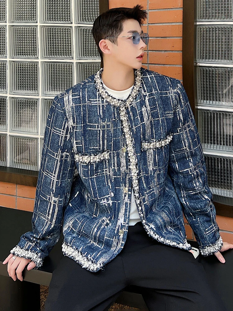 LUZHEN 2024 Fashion New Patchwork Stripe Design Denim Jackets Men\'s Personality Stylish Coats Korean Reviews Many Clothes LZ1592