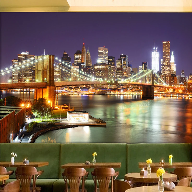 

Custom 3D Mural Wallpaper New York City Night Modern Dining Room Living Room Bedroom Home Decor 3D Room Wallpaper Roll Landscape