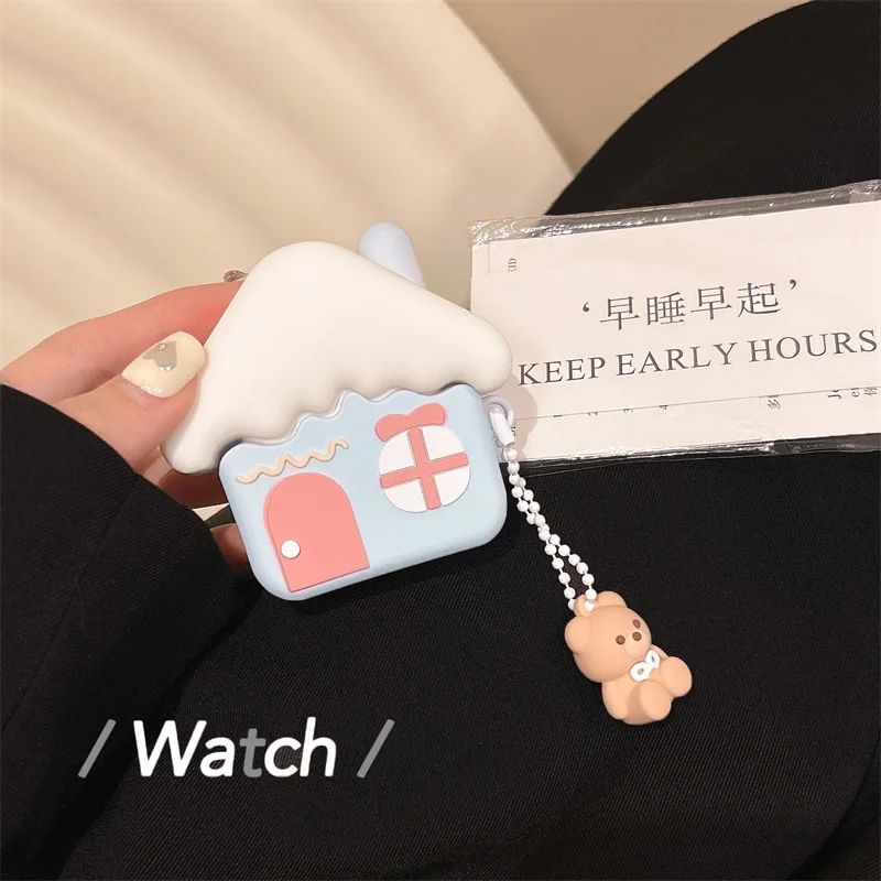 

Cartoon House Case for AirPods 4 Airpod 1 2 3 Pro Pro2 Bluetooth Earbuds Charging Box Protective Earphone Case Cover