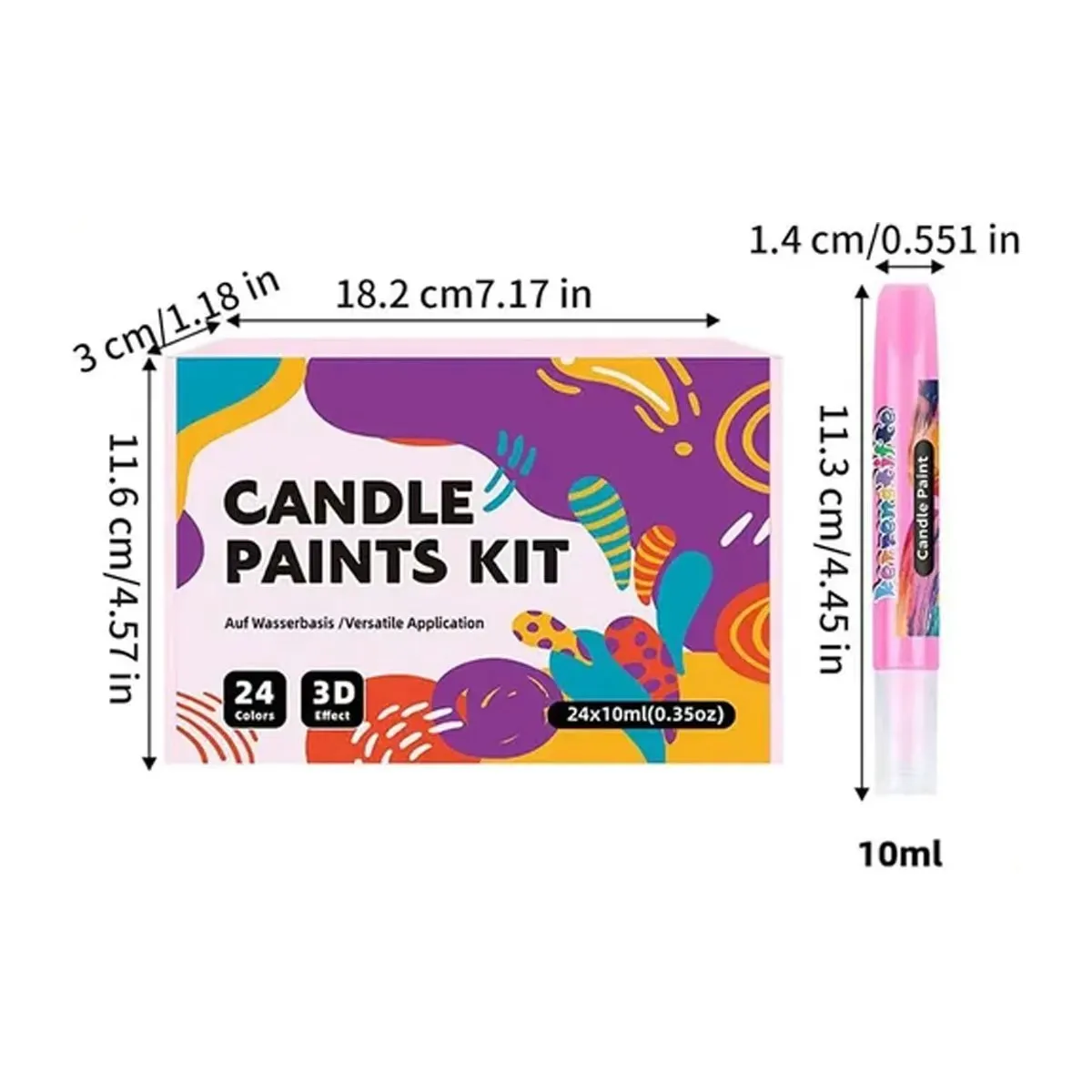 24 Colors - 3D Outline Pens - Candle Painting Pens - Hand-Painted DIY 3D Window Art Glue Painting Graffiti Candle Pens - Suitable for Candles, Glass, Fabric