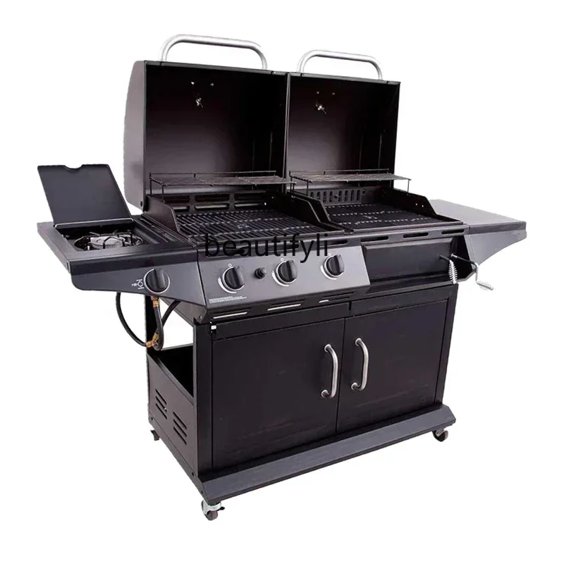 

zx1Gas and carbon dual-purpose courtyard grill, liquefied gas grill, commercial large-size hotel American stew grill