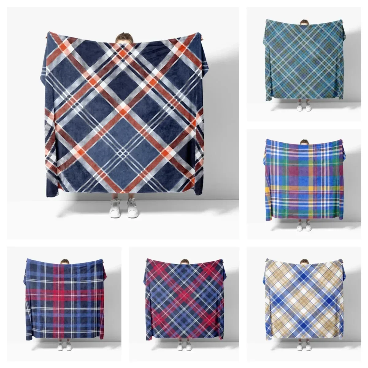 Vintage Plaid Soft Flannel Blanket Breathable Ultra Warm Bedding & Travel Blanket Sofa Blanket Bed Blanket Customizable