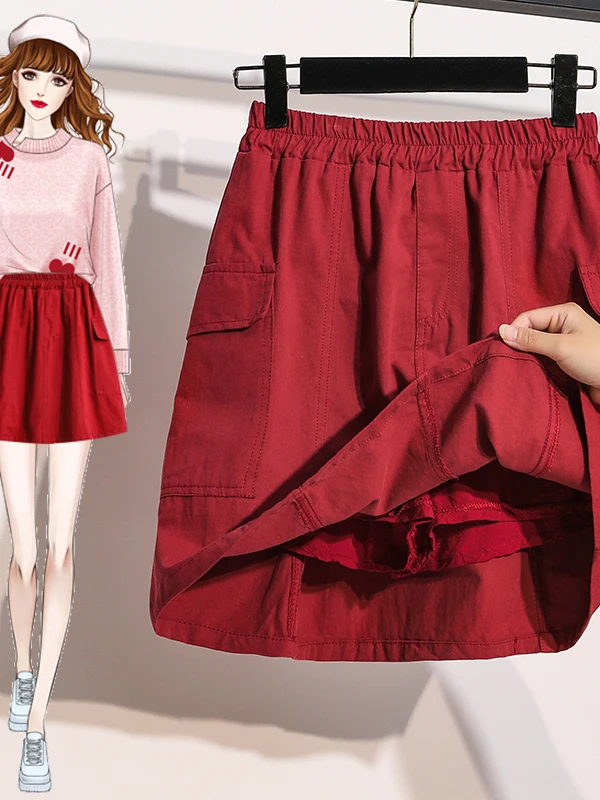 Plus Size A-Linien-Rock für Damen, Faion Summer 2022, neuer Stil, vielseitige Arbeitskleidung, Hong Kong Sle Fake Zweiteiler-Rock