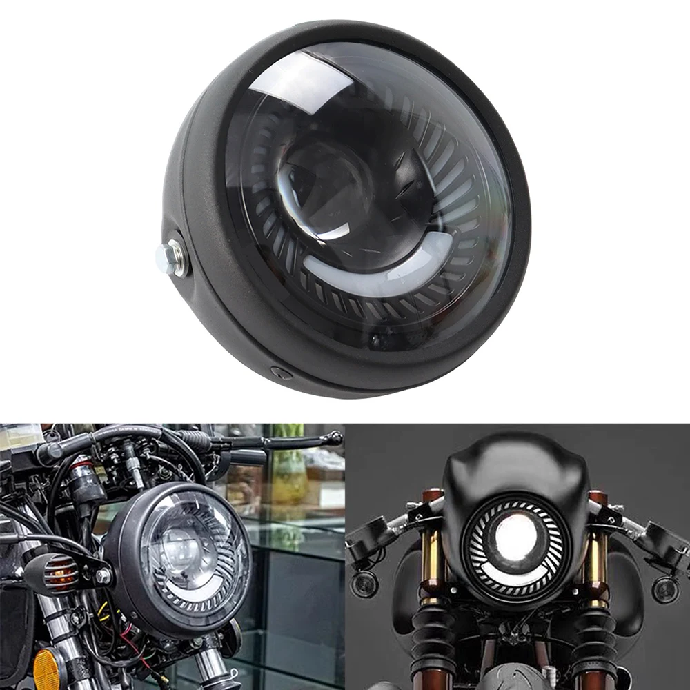 

Universal 6.5" Motorcycle Headlight With Bracket High Low Beam Round Headlamp For Cruisers Chopper Bobber Cafe Racer Custom