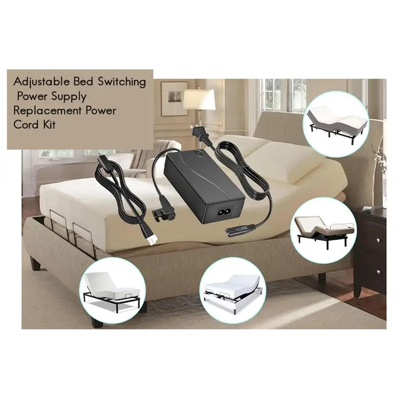 AS60-Adjustable Bed Base Power Supply Adapter,Electric Bed Power Supply Replacement Power Cord Kit US Plug