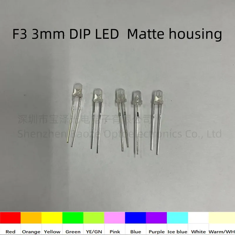 

F3 LED Fog White Orange Green Pink Red Yellow Chartreuse Blue Warm White Purple 3MM 100Pcs/Lot