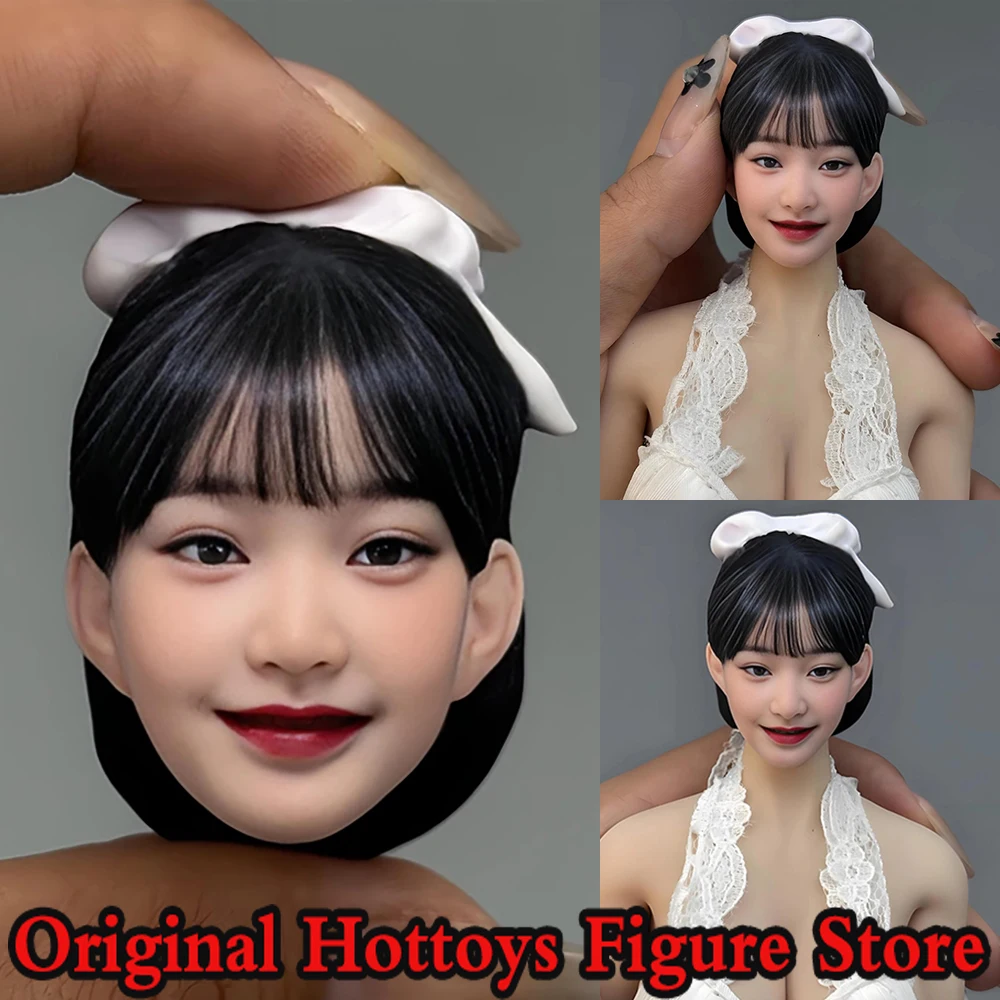 In Stock 1/6 Scale Female Soldier Head Sculpture Cute Beauty Mini Head Carving For 12-inches Action Figure Model Doll Toys
