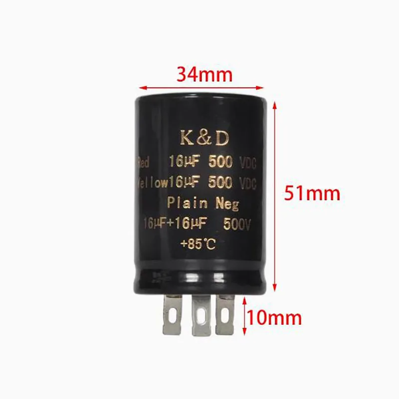 1PCS 500V high-voltage electrolyte capacitor 10UF/16UF/20UF/32UF/50UF/100+100UF+85 ° C