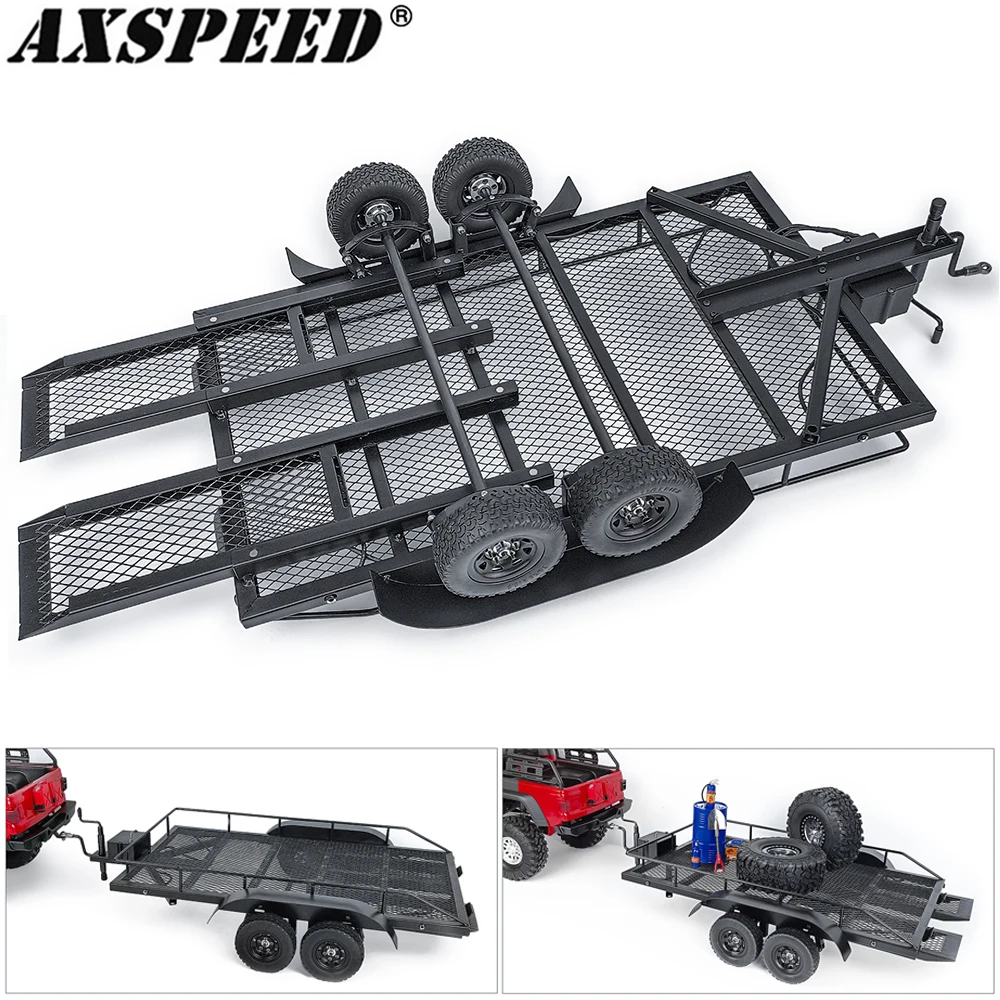 AXSPEED Metal Trailer Kit Hopper Frame for Axial SCX10 D90 CC01 F350 HILUX 90034 TRX4 TRX6 1/10 RC Crawler Car Upgrade Parts