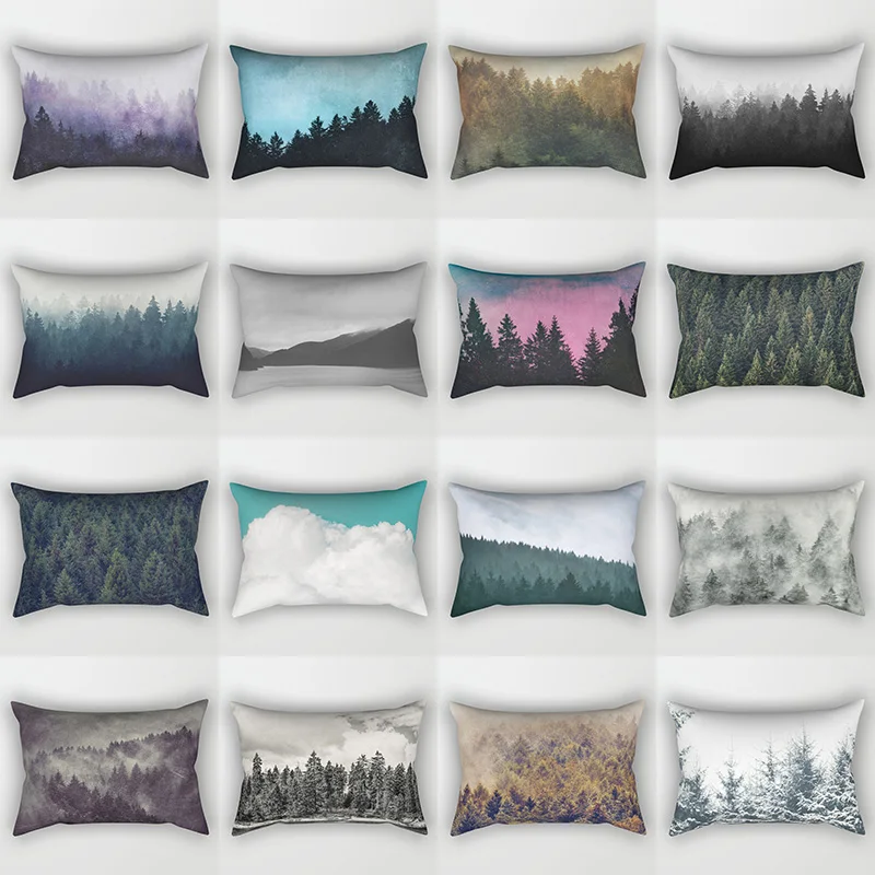 Beauty Different Color  Forest Pattern  Pillow Covers Short Plush Rectangle Thick Pillow Case Covers Size 50cm By 30cm