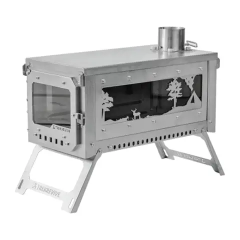 Titanium Hot Tent Stove Portable Folding Tent Wood Burning Stove with Secondary Air Intake Ultralight Small Wood Stove Pe