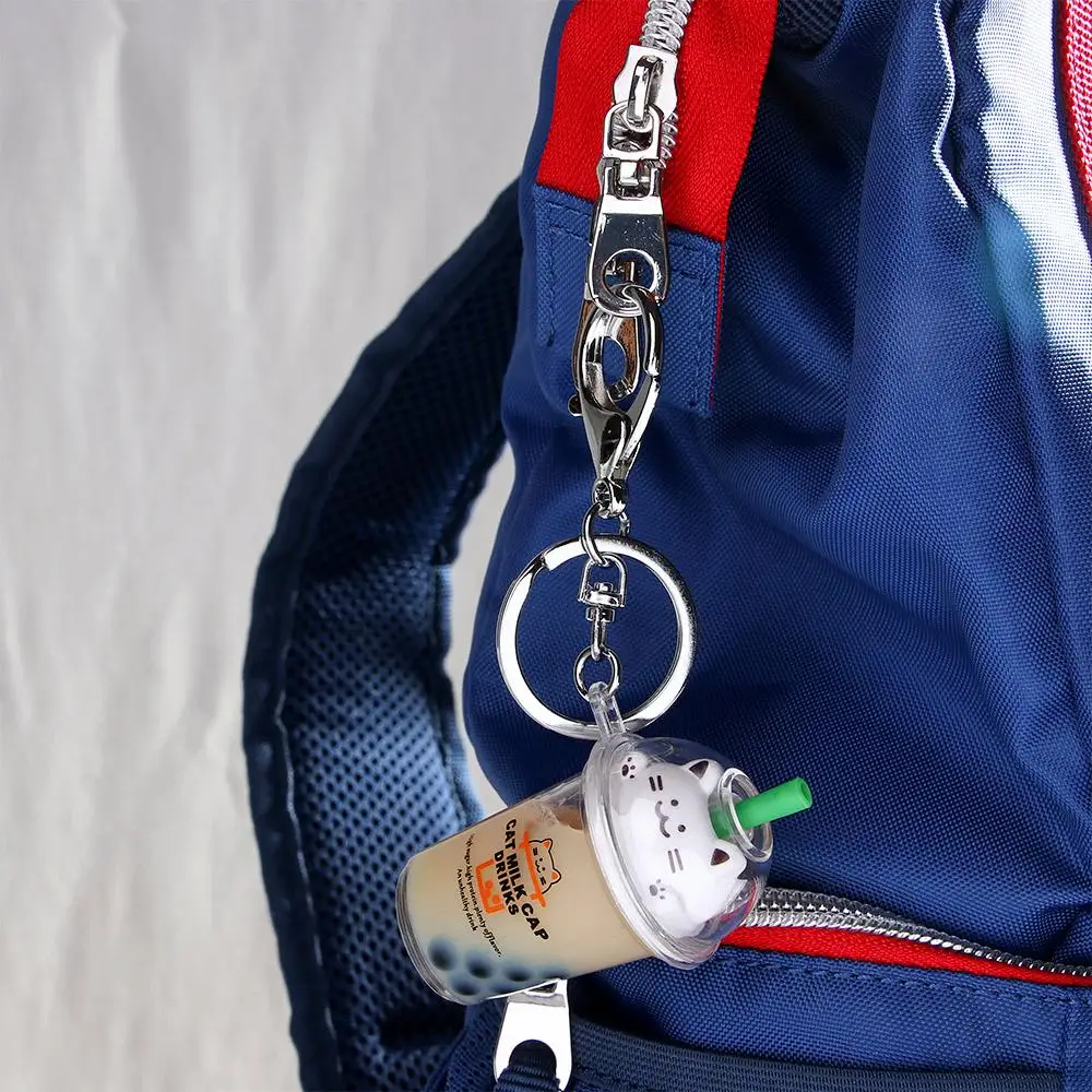 Car Sequin Quicksand Bubble Floating Fruit Liquid Acrylic Milk Tea Key Chain Jewelry Key Ring Fashion Accessories