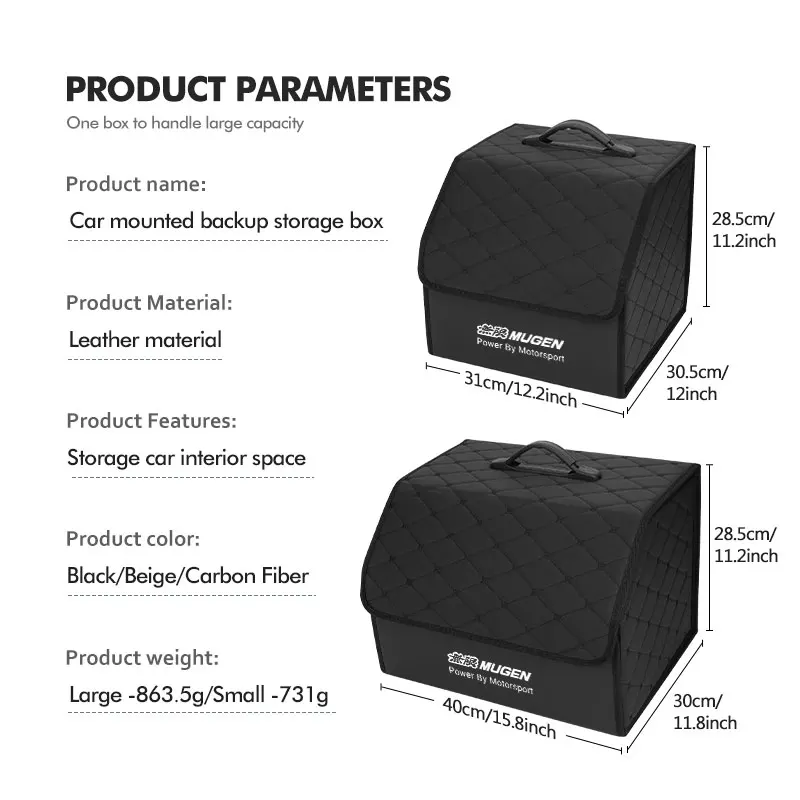 Car Boot Organiser Portable Foldable Duty Large Tidy Storage Bag For Honda Mugen Power Typer Civic Accord CRV view 5