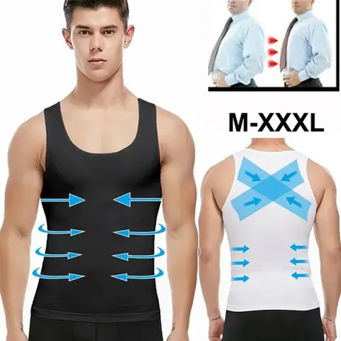 남성 슬리밍 바디 셰이퍼 Shapewear Abs 복부 압축 셔츠는 여성형 유방 운동 탱크 탑 언더 셔츠를 숨깁니다.