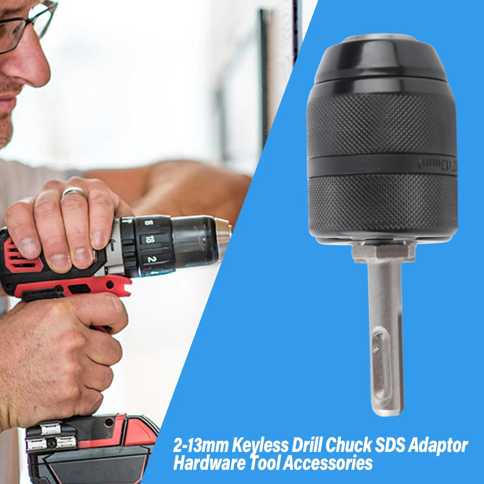 مخرطة معدنية بدون مفتاح مثقاب محول تشاك مع محول SDS ، ملحقات بدون مفتاح ، 2-13 سعة #4