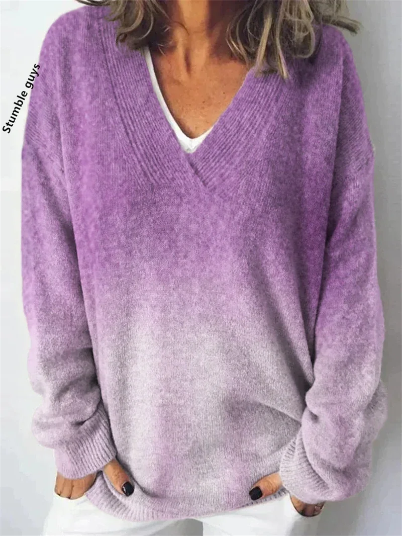 المرأة الخريف الشتاء عيد الميلاد سترة الموضة عادية الأوروبية الأمريكية الدافئة الغزلان الكلب ثلج طباعة Y2K متماسكة الأعلى #6