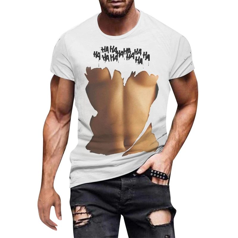 Funny Muscle 3D Graphic Printed T-shirt Summer Unisex Fashion Casual Short-sleeved Harajuku Streetwear Top T Shirts New Men Tees