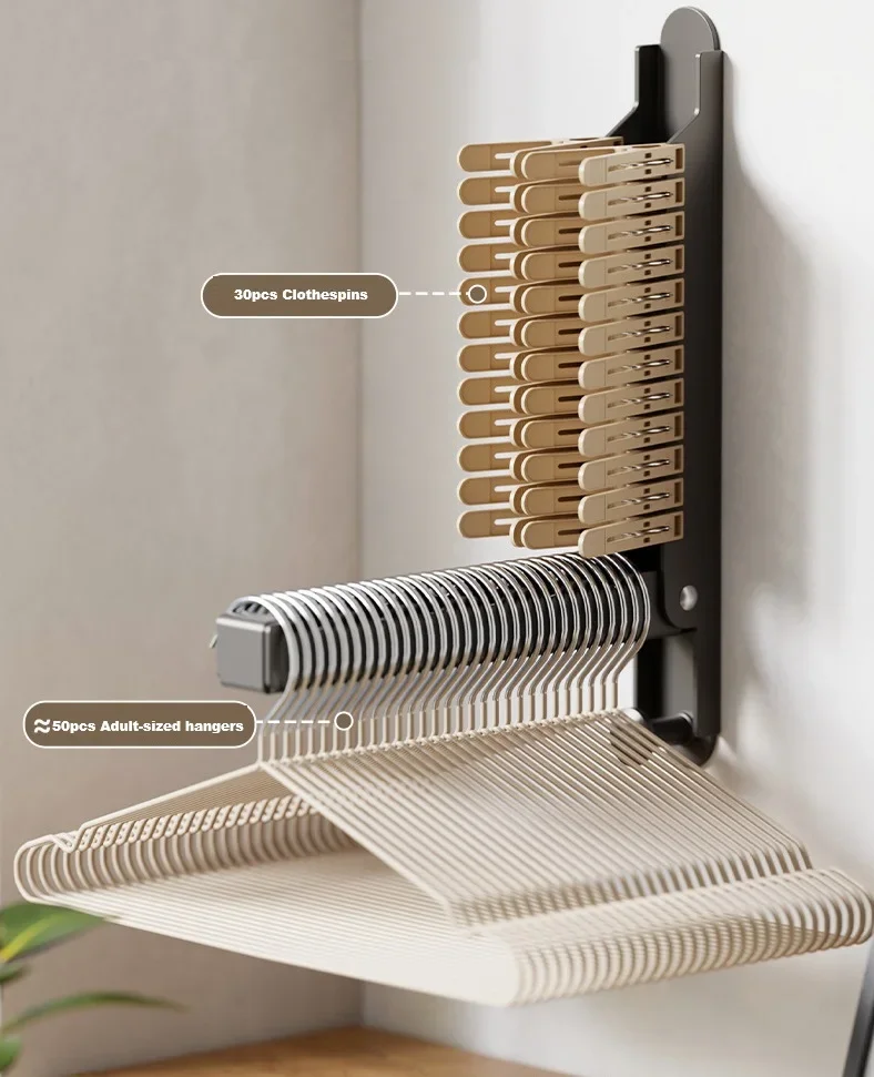 Folding Clothes Drying Rack Non-drill Required Suction Cup Carbon Steel Wall Laundry Hanger Travel Portable for Coat Hat Towel