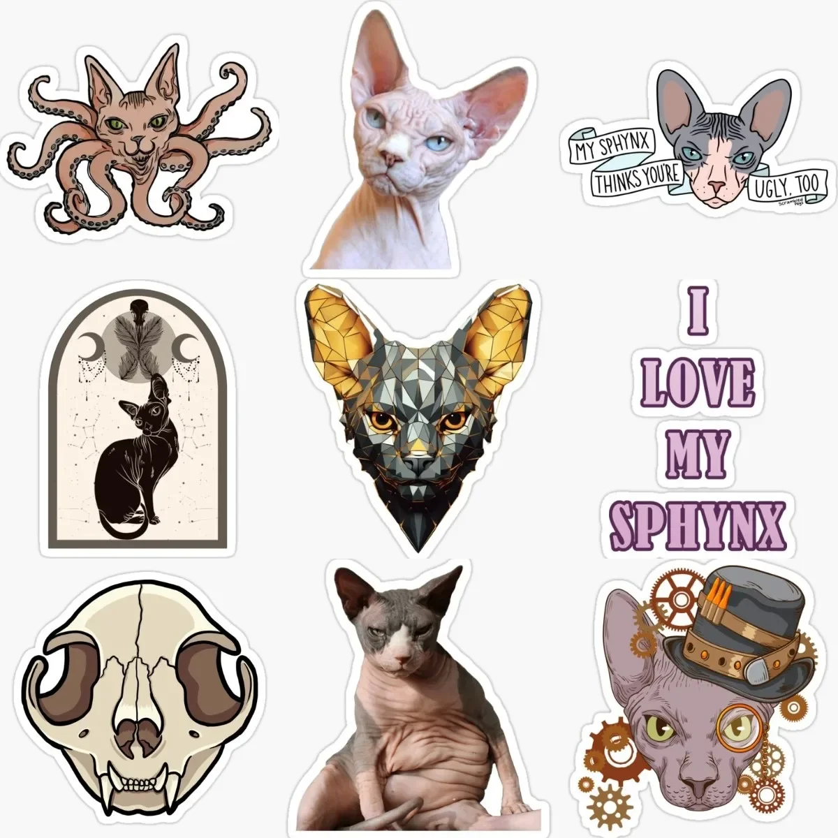 

Creative Canadian Hairless Cat Sphynx Cat Pets PVC Stickers for Decorate Car Van Helmet Fridge Wall Window Motorcycle Decal