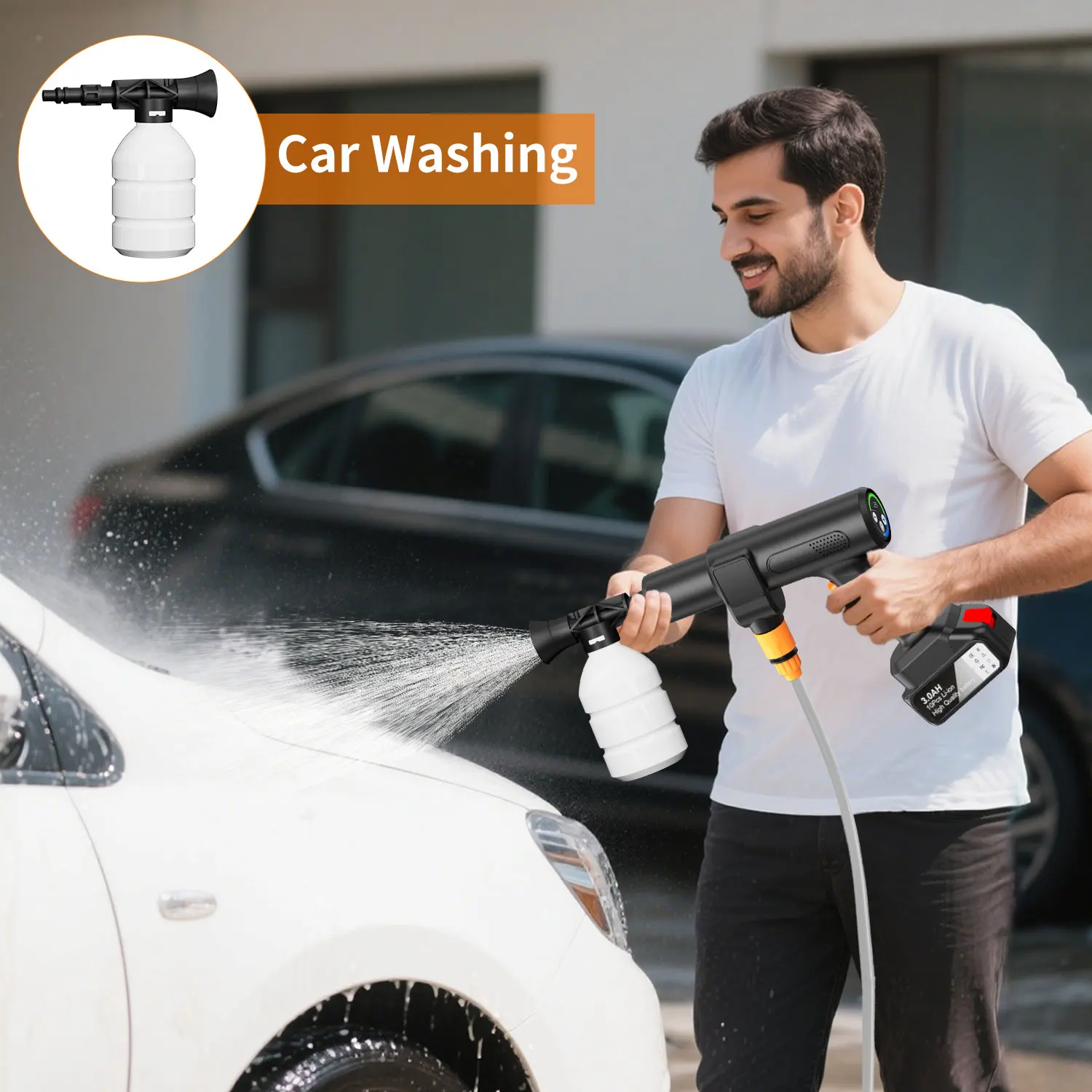 300 واط 35Bar فرش الكهربائية ارتفاع ضغط غسيل السيارات مدفع المياه سيارة لاسلكية غسالة تنوعا حديقة الري أداة #2
