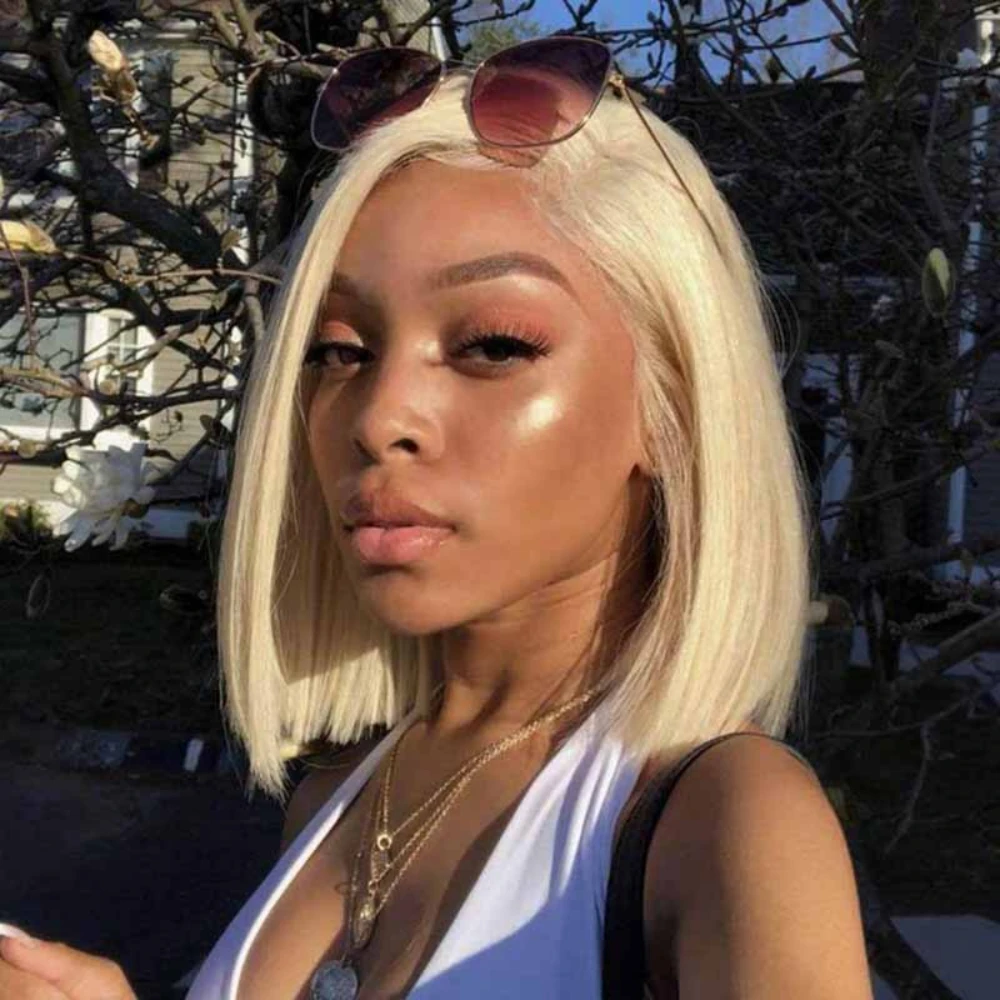 

613 Blonde Straight Bob Wigs 13x4 Transparent Lace Human Hair Wigs Remy Hair Short Bob Wig Pre Plucked 10-16 Inches For Women
