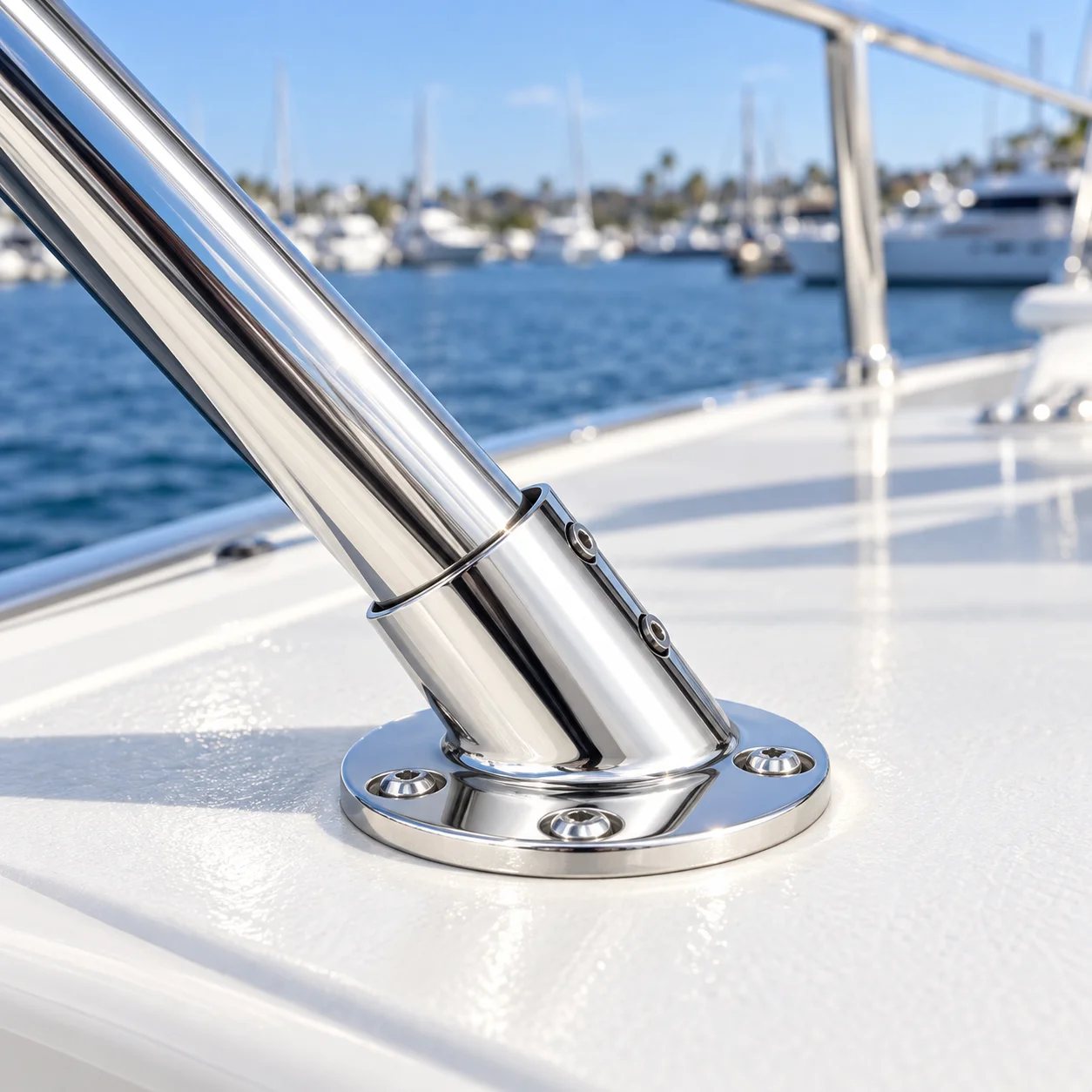 Marine Handrail Stanchion Base 22 25 30 32 38mm 316 Stainless Steel Round Deck Mount Fitting for Boat and Yacht Tubular Posts