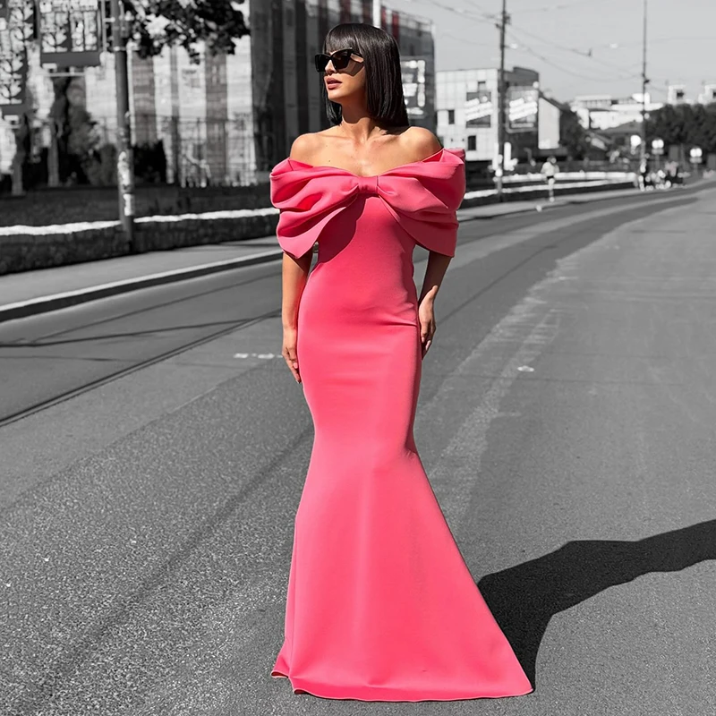 

Thinyfull 2025 Mermaid Prom Evening Dresses Off The Shoulder Satin Long Night Party Dress Simple Cocktail Prom Gowns Customized