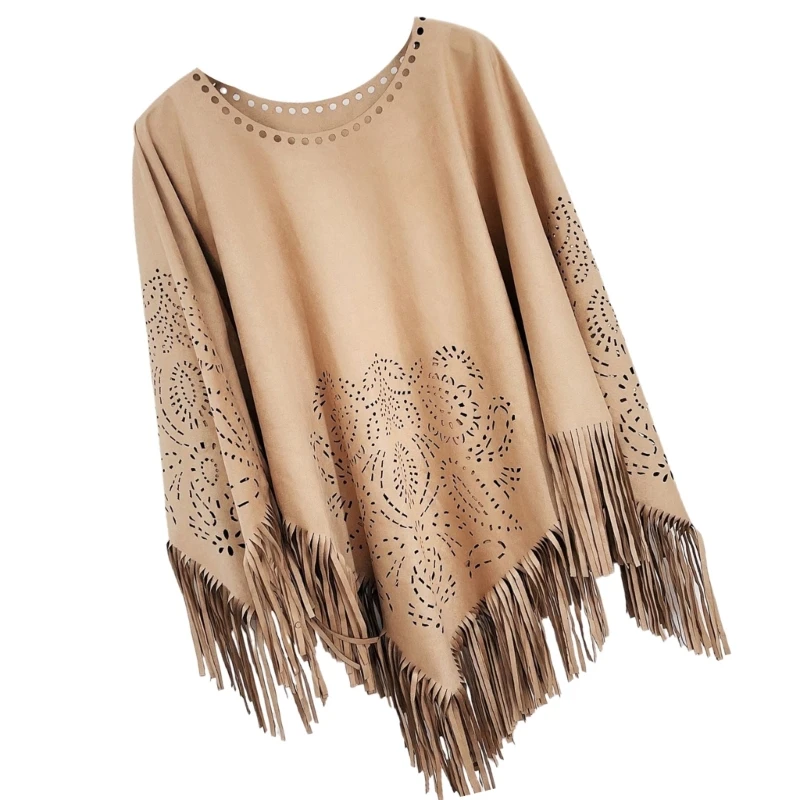 Tasseled Shawl Poncho Wrap for Women Oversized Winter Sweater Decoration