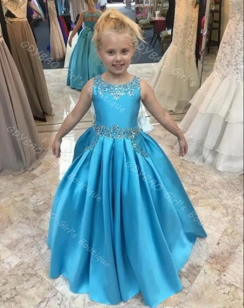 

Girls Princess Dress Beaded Applique Flower Girl Dress for Wedding Toddler Kids Keyhole Back Pageant Party Ball Gown Custom Made