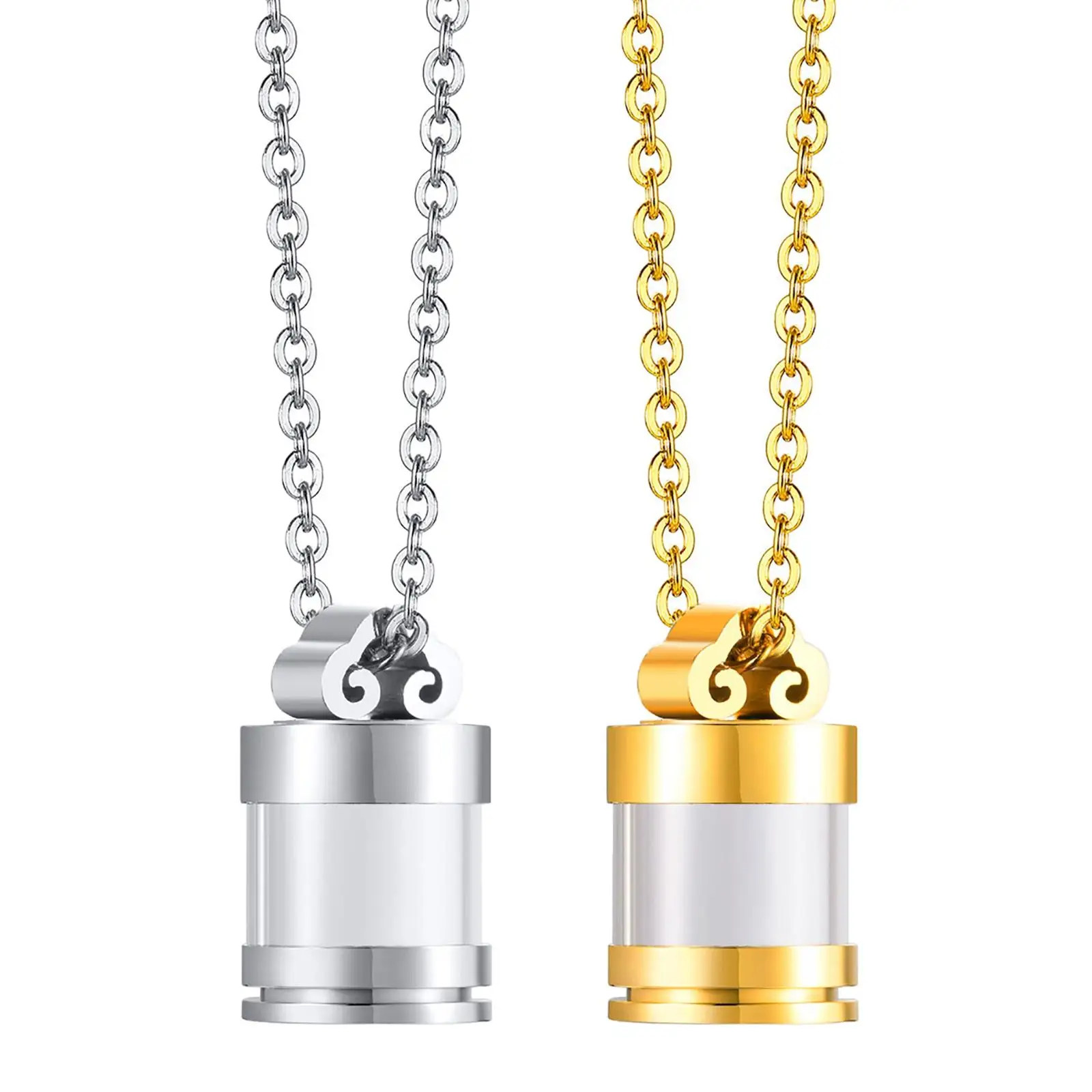 Cremation Pendant Ash Chain Transparent Body Detachable Hanging Smooth Container for Funeral Boy Men